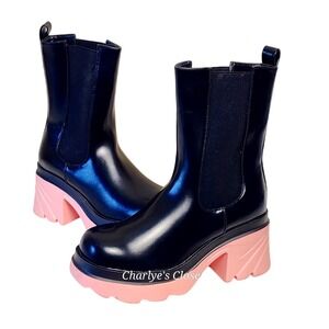 Vivianly Chelsea Platform Boots 39(8.5) NWOB Chunky Lug Sole Goth CyberPunk‎